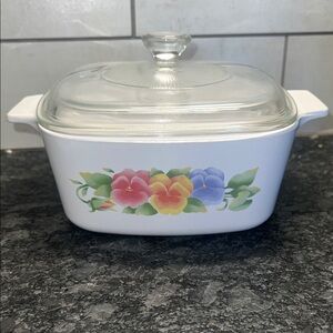 7x7x3 1.5 ltr Summer Blush Corningware Patterned Glass Lid Casserole Dish